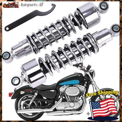 Chrome Set Rear Shocks 11.75" For Harley Sportster XL 883 1200 Custom 1979-2012 - Imagem 1 de 4