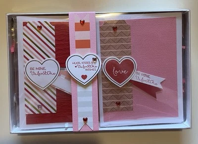 Valentine Cards-set of 6-made w/ Stampin Up “Filled With Love” Kit-Red&Pink Foto 1 de 4