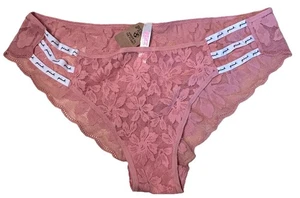 Victoria Secret Rosa Cheekster Tanga Transparente Elástico Encaje Floral Bragas XL NUEVO CON ETIQUETAS - Imagen 1 de 6