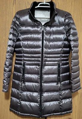 ANDREW MARC Mujer Metálico Plateado Ultra Cálido Invierno Puffer Abrigo Chaqueta Talla M Foto 1 de 4