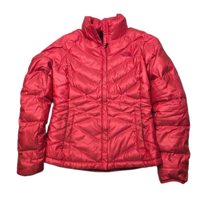 The North Face Down Puffer Jacket Womens Small Coral Pink Peach Quilted 550 Fill - Image 1 of 4