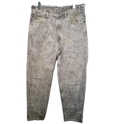 Vintage 80s Levis 350 Acid Wash Black Tab Paper Tag Tapered Leg Jeans Mens 33/30 - Image 1 of 4