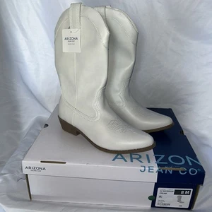 Arizona Women Size 8 Boots Cowboy White Western Rodeo Maybrook Cream Low Heel - Picture 1 of 9
