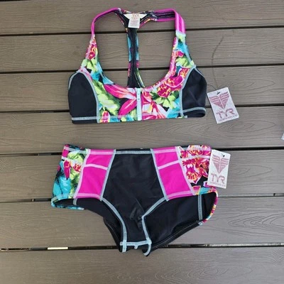 TYR женщин Florina Mikala Топ (M) и Jada шорты (S) розовый/черный цветочный новый  - Изображение 1 из 4