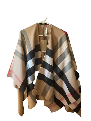 Nueva con etiquetas Auténtica Capa de Lana Burberry Charlotte Reversible Sólida a Cuadros Talla Única Foto 1 de 4