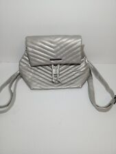 Rampage Mini Backpack Purse Silver Adjustable Snap Button Draw String