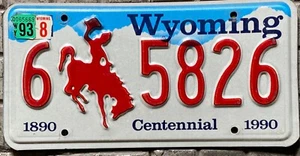 Original USA Auto Schild WYOMING Rodeo State CENTENARIO 1890-1990 Centennial - Bild 1 von 5