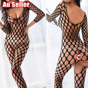 Fishnet Babydoll Sexy Bodysuit Lingerie Underwear BODYSTOCKING Women XMAS - Picture 1 of 8