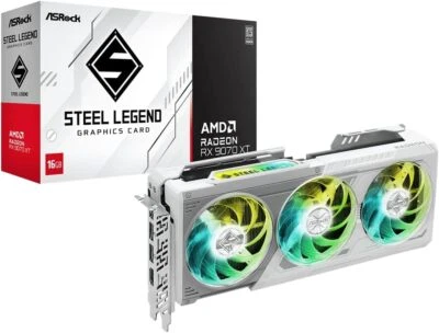 ASRock AMD Radeon RX 9070 XT Steel Legend 16GB Graphics Card VG-9070XT SL16G - Image 1 of 4