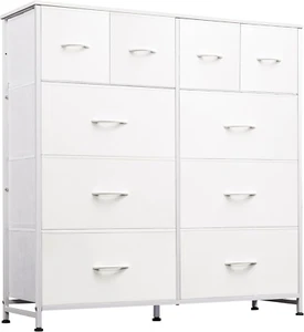 White Dresser for Bedroom with 10 Drawers, Tall Chest of Drawers for Bedroom, St - Picture 1 of 12