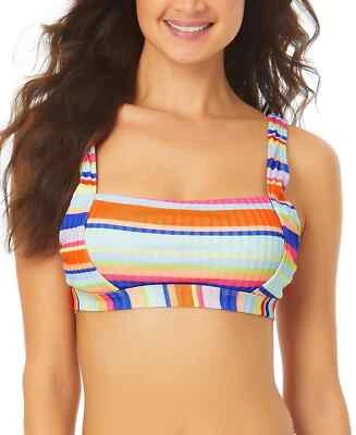 California Waves Juniors Stripe-Print Ribbed Bikini Top Size XL - Image 1 of 4