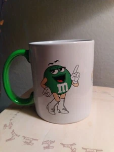 White Mug with Green M & M - Picture 1 of 6