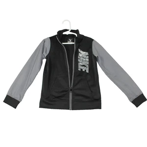 Nike Track Jacket Boys Size 6 Black And Grey Full Zip - Picture 1 of 5