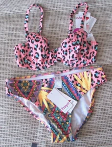 Bikini de natación Freya para mujer US 30DD parte inferior pequeña rosa estampado de animales de leopardo múltiple - Imagen 1 de 6