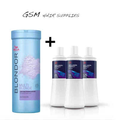 Wella Blondor Bleach Powder Multi Blonde 400g + Any 500ml Welloxon Developer
