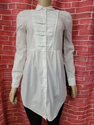 Clue Tunic Top White Victorian Style Button Up Women's Size S #C - Image 1 of 4