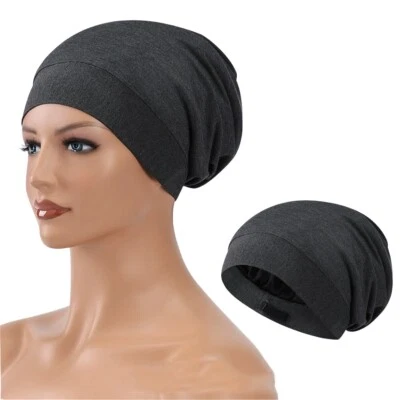 Gorro de pelo para hombres y mujeres gorro de seda satinado para dormir gorro para dormir noche Foto 1 de 4