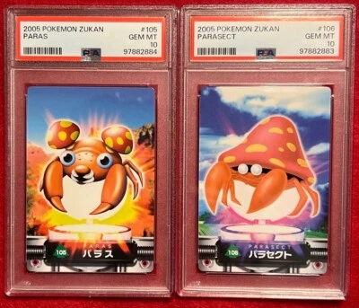 PSA 10 2005 Pokémon Zukan Paras Parasect #105 #106 Gem Mint Sequential Pair Rare - Image 1 of 2