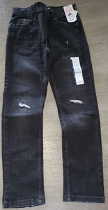 boys NEW NWT size 8 SLIM black denim WONDER NATION school wear adjustable waist - Picture 1 of 2