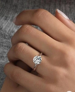 1.00 CT Round Cut VVS1/D GRA Moissanite Engagement Ring 14k White Gold Size 7 - Picture 1 of 11