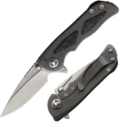 Real Steel Harrier Folding Knife 3" S35VN Steel Blade Titanium/Carbon F Handle - Image 1 of 3