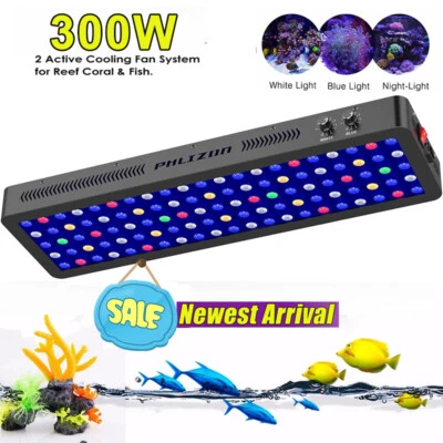 PHLIZON 300W LED Aquarium Light Full Spectrum 36" Marine Reef Coral Grow Tank SPS/LPS US