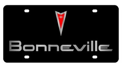 Pontiac Bonneville Carbon Steel License Plate (Black) - Image 1 of 2