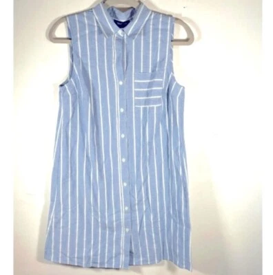New ModCloth Striped Linen Mini Shirt Dress Women’s Small - Image 1 of 4