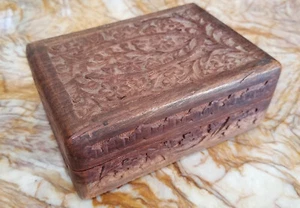 Vintage Intricate Hand Carved Wooden Box,  Jewellery Box, Trinket Box - Picture 1 of 7