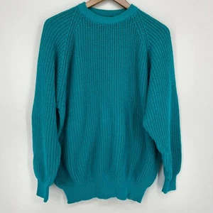 Eddie Bauer Crew Neck Sweater Men's XLT Blue Chunky Knit Heavyweight Vintage - Picture 1 of 7