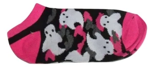 Halloween Ankle Sock ~ Size 4-6, Shoe 7-10 (Flying Ghosts on Black and Pink) - Picture 1 of 1