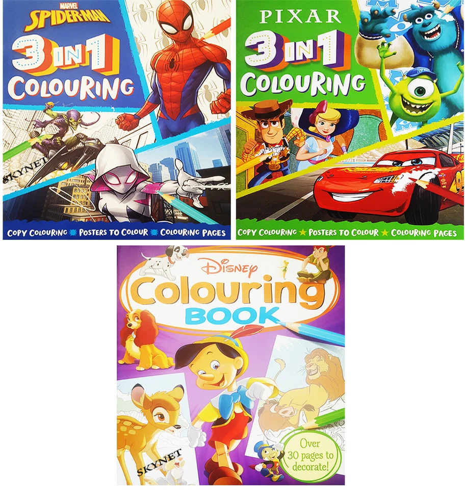 CHILDRENS DISNEY MARVEL SPIDERMAN PIXAR COLOURING ACTIVITY BOOKS BOOK - KIDS - Image 1 of 4