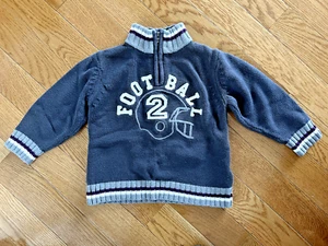 Children's Place Sweater Boys 4 Toddler 4T Dark Gray Football Quarter Zip - Picture 1 of 4