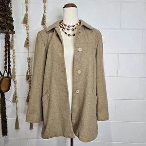Junior Look Coat Sz 10/12 Light Brown Wool Blend Vintage - Picture 1 of 16