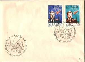 1961 Hanoi North Vietnam First Day cover FDC Spacecraft Flight Astronaut Stamp - Picture 1 of 2