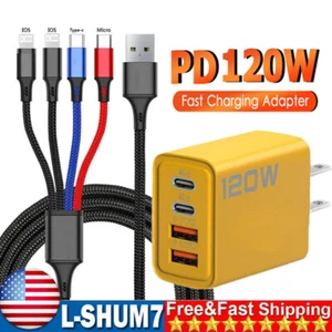 120W Fast Charging Double USB-C QC3.0 PD Wall Charger Power Adapter For Phone - Picture 1 of 19