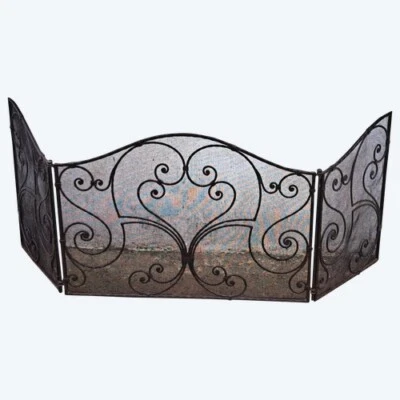 Grand pare-feu à 3 volets en fer forgé début XXème - Photo 1/4