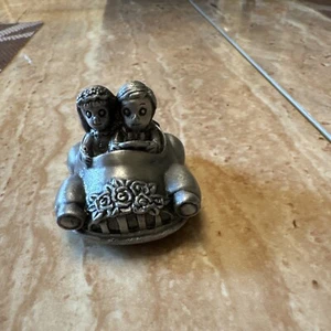 Bridal Table Bride Groom Pewter Car Place Card Holder Just Married License Plate - Picture 1 of 9