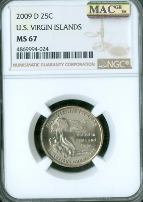 2009 D VIRGIN ISLAND QUARTER NGC MS67 BUSINESS STRIKE MAC SPOTLESS  . - Image 1 of 2
