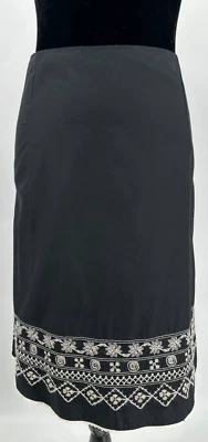 Falda acampanada Villager para mujer Anguila talla 14 negra floral bordada algodón Foto 1 de 4