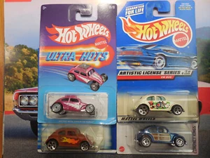 Hot Wheels VW BUG BEETLE LOT 4 CUSTOM ULTRA HOTS Artistic License COMPACT KINGS - Picture 1 of 10