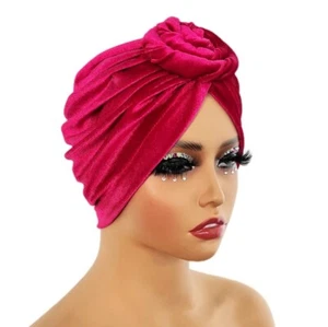 Velvet Knot Turban Hats Vintage Solid Color Head Wraps Classic  Beanies Ramadan - Picture 1 of 5