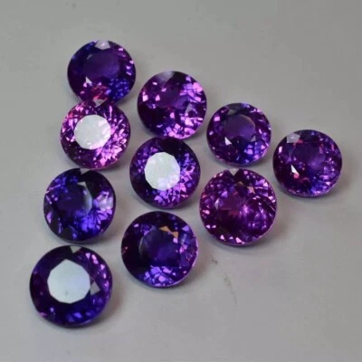 80.31 Ct Natural Purple Tanzanite Lot CERTIFIED Round Cut Loose Gemstone 10 pcs - Image 1 of 4