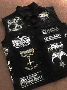 Battle Jacket Cut-Off Denim Vest Black Metal Patch Immortal Bathory Mayhem Venom - Picture 1 of 12