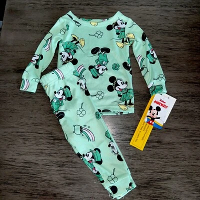 Disney Mickey & Minnie Mouse St Patrick’s Day Pajamas Super Soft NWT - Image 1 of 3