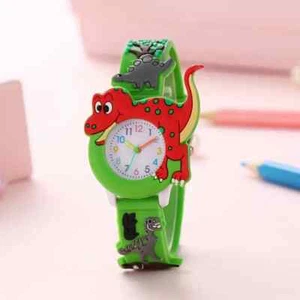 Cute Cartoon 3D Dinosaur T-Rex Silicone Strap Kids Watch – Blue & Green - Picture 1 of 4