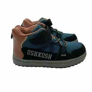 ⭐NEW 9 Boys Shoes OshKosh Slip-on High Top School Boots easy-on Blue Hook-loop⭐ - Picture 1 of 9
