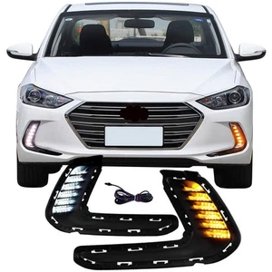 For 2017 2018 Hyundai Elantra LED DRL Turn Signal Daytime Running Fog Light Pair - Picture 1 of 7