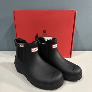 Botas de lluvia Hunter originales aisladas Chelsea para mujer impermeables (negras) talla 6 - Imagen 1 de 6