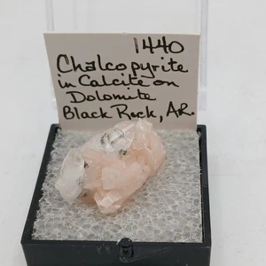 Chalkopyrit in Calcit auf Dolomit Schwarzgestein AR Nachlass von V.L.Hawkins - Bild 1 von 12